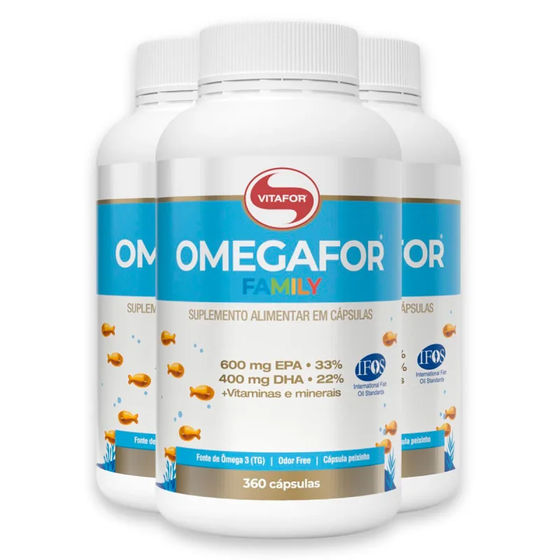Kit 3 Omegafor Family Ômega 3 Vitafor 360 Cápsulas - Vitafor - ômega 3