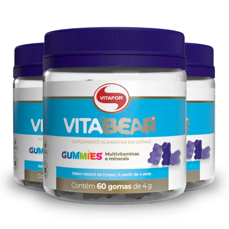 Kit 3 Vita Bear Multivitamínico Vitafor 60 Gomas - Vitafor - Suplemento Alimentar