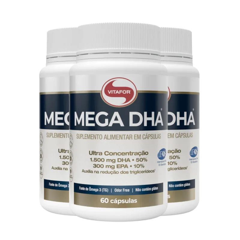 Kit 3 Mega DHA 1500mg Vitafor 60 Cápsulas - Vitafor