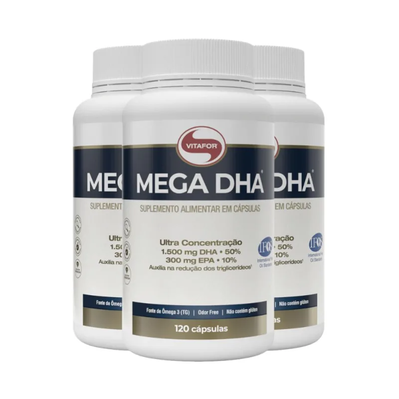 Kit 3 Mega DHA 1500mg Vitafor 120 Cápsulas - Vitafor