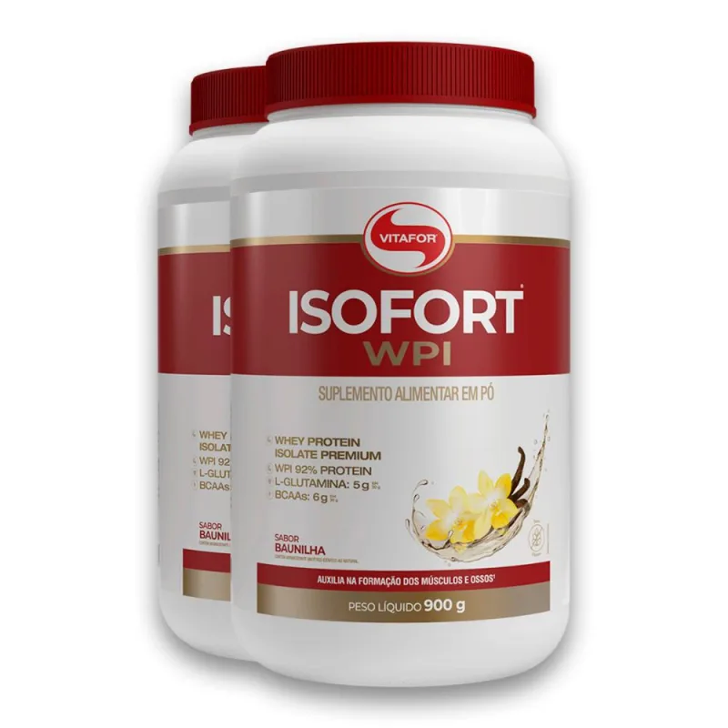 Kit 2 Isofort Vitafor Whey Protein 900g Baunilha - Vitafor - Whey Protein