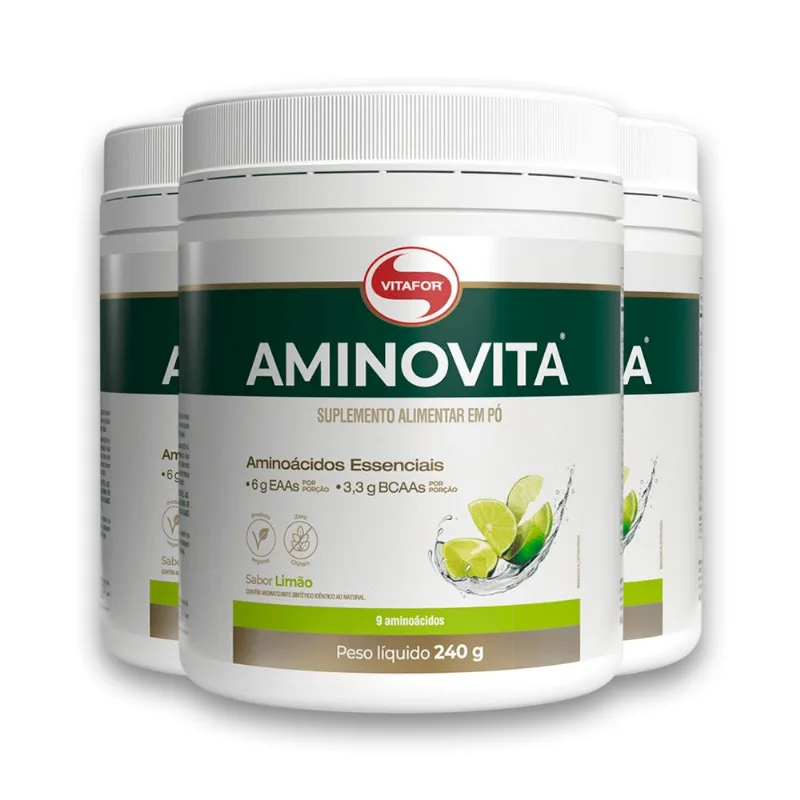 Kit 3 Aminovita Vitafor Vegano 240g Limão