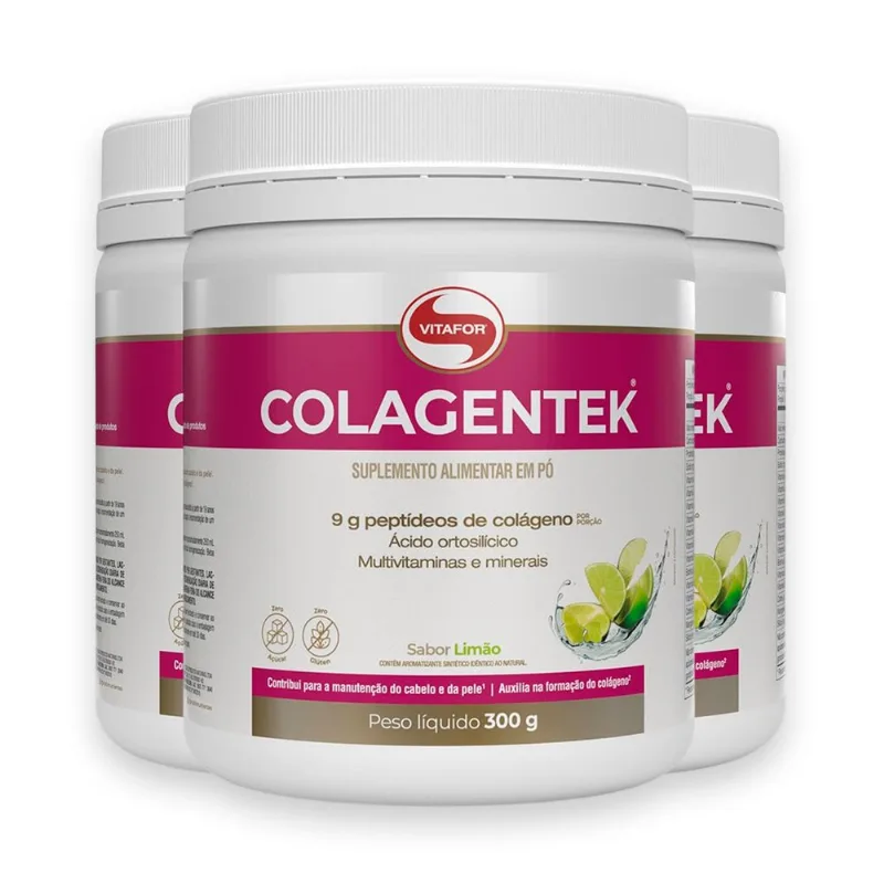 Kit 3 Colagentek Vitafor 300g Limão