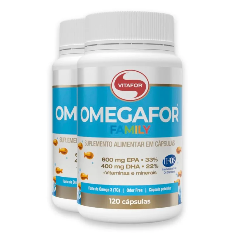 Kit 2 Omegafor Family Ômega 3 Vitafor 120 Cápsulas - Vitafor - ômega 3
