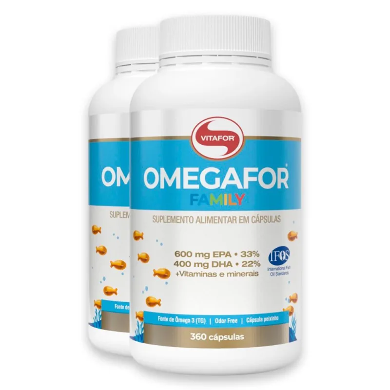 Kit 2 Omegafor Family Ômega 3 Vitafor 360 Cápsulas - Vitafor - ômega 3