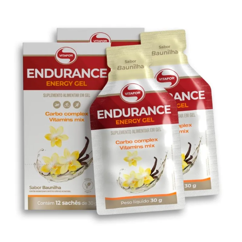 Kit 2 Endurance Energy Gel Vitafor Caixa 12 sachês Baunilha