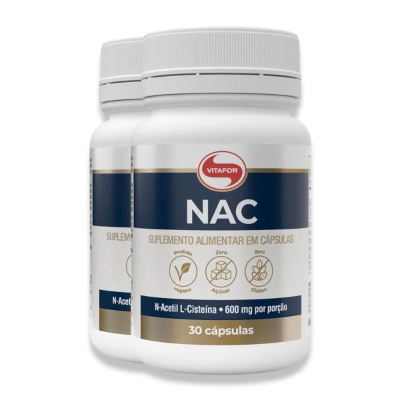 Kit 2 NAC N-Acetil L-Cisteína 600mg Vitafor 30 Cápsulas