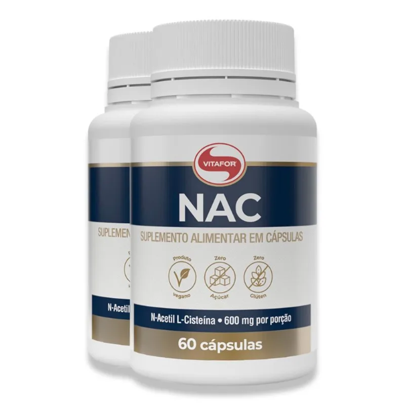Kit 2 NAC N-Acetil L-Cisteína 600mg Vitafor 60 Cápsulas