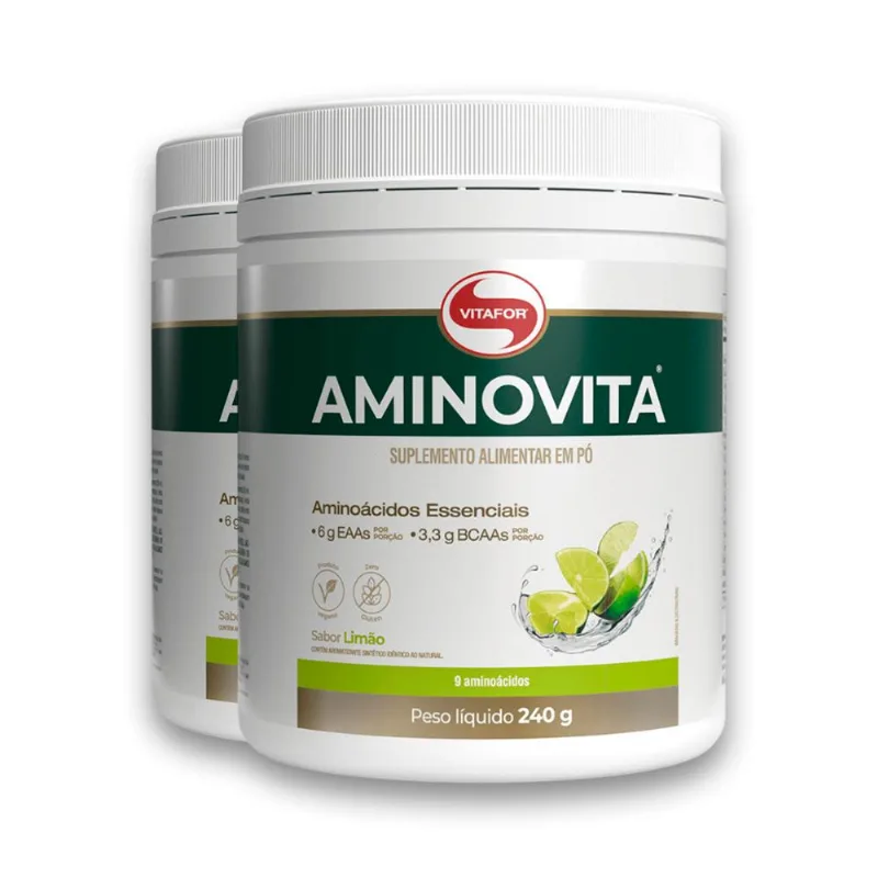 Kit 2 Aminovita Vitafor Vegano 240g Limão