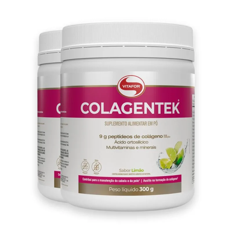 Kit 2 Colagentek Vitafor 300g Limão - Vitafor - Colágeno