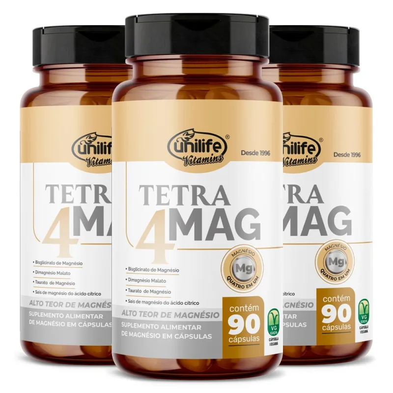Kit 3 Tetra 4 Mag Unilife 90 cápsulas - Unilife - Magnésio