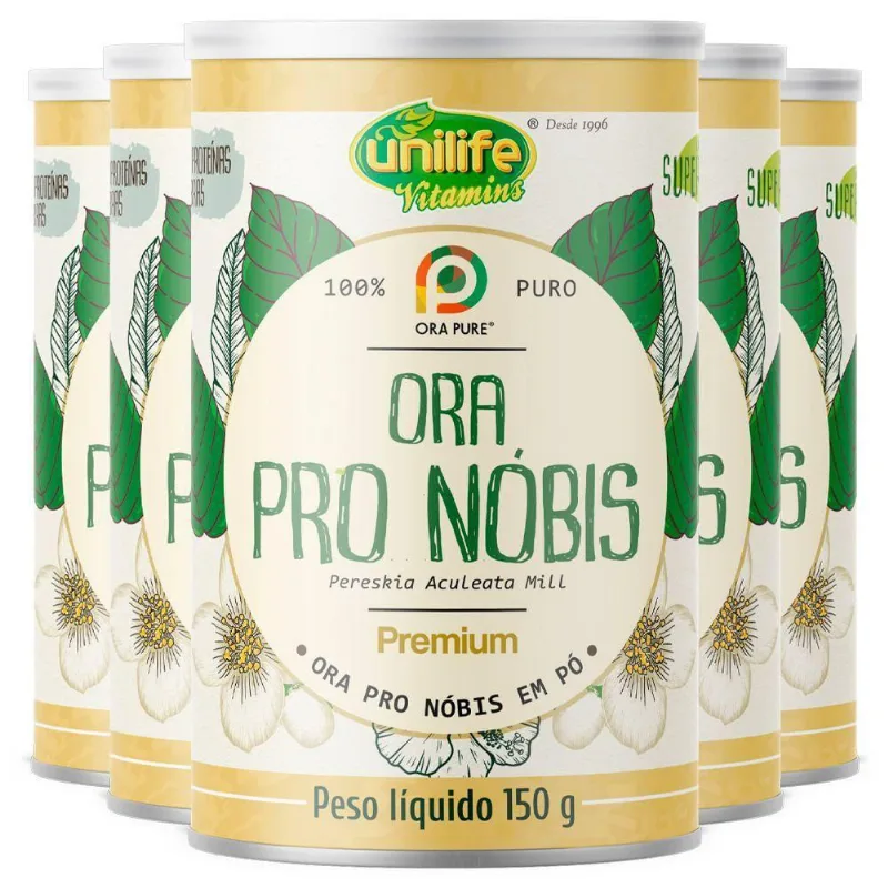 Kit 5 Ora Pro-nóbis Pereskia Aculeata Mill Unilife Em Pó 150g