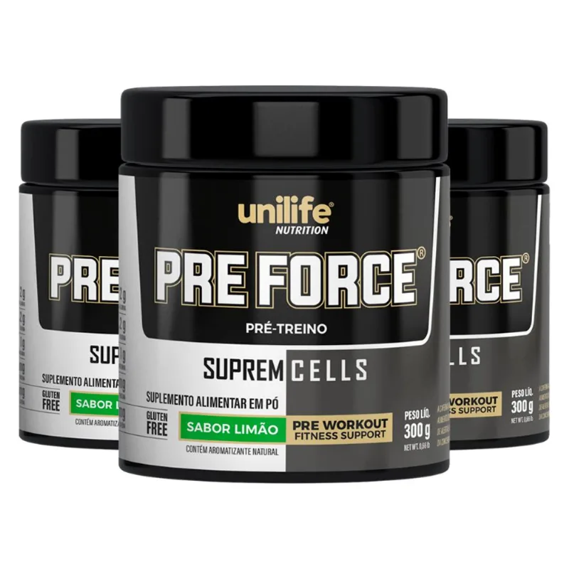 Kit 3 Pre Force Limão 300g Unilife
