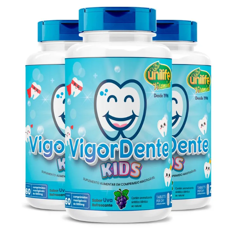 Kit 3 Vigordente Kids 60 comprimidos Unilife