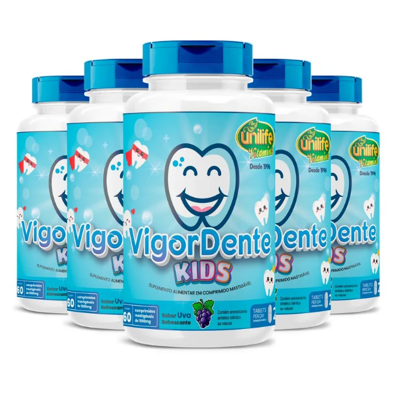 Kit 5 Vigordente Kids 60 comprimidos Unilife