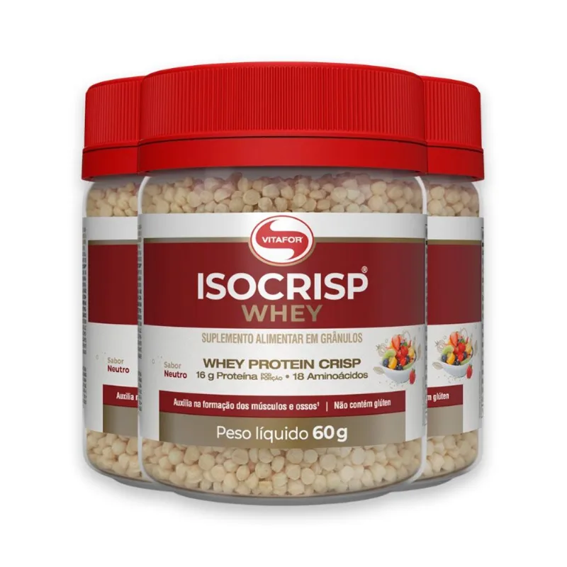 Kit 3 Isocrisp Whey Protein Vitafor Neutro 60g