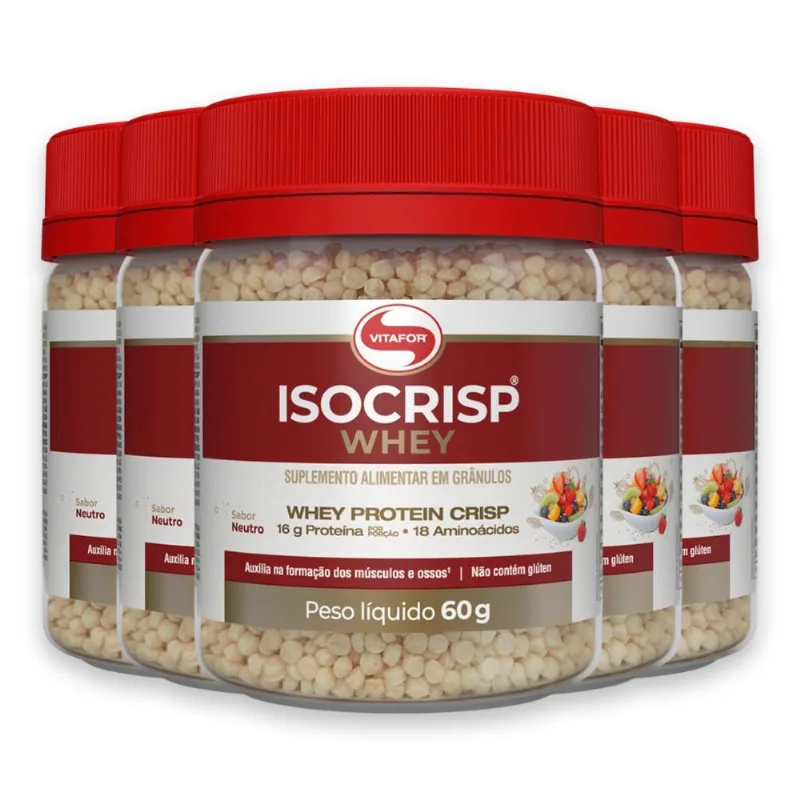 Kit 5 Isocrisp Whey Protein Vitafor Neutro 60g