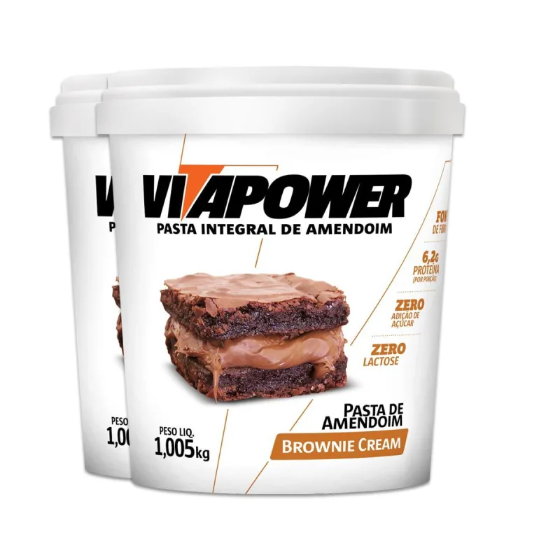 Kit 2 Pasta De Amendoim Vitapower Brownie E Cream 1Kg - Vitafor - Alimentos E Bebidas