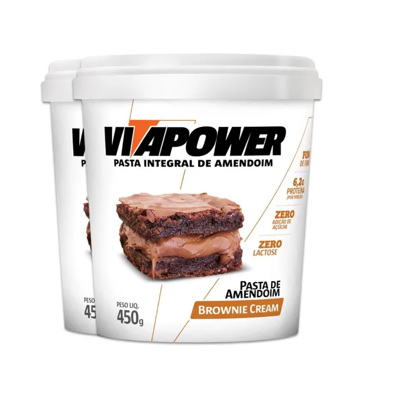 Kit 2 Pasta De Amendoim Vitapower Brownie E Cream 450G - Vitafor