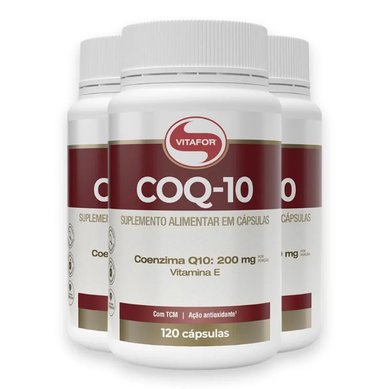 Kit 3 Coenzima Q10 200mg Vitafor 120 Cápsulas