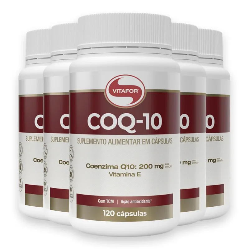 Kit 5 Coenzima Q10 200mg Vitafor 120 Cápsulas