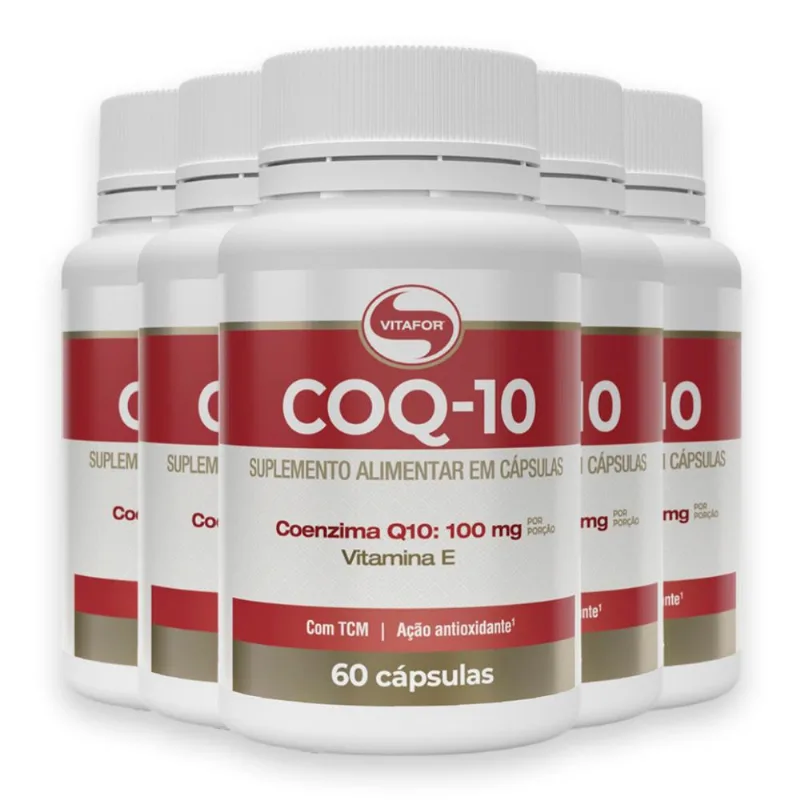 Kit 5 Coenzima Q10 100mg Vitafor 60 Cápsulas