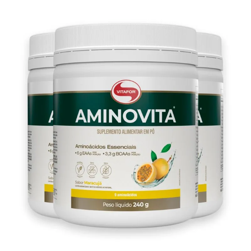 Kit 3 Aminovita Vitafor Vegano 240g Maracujá