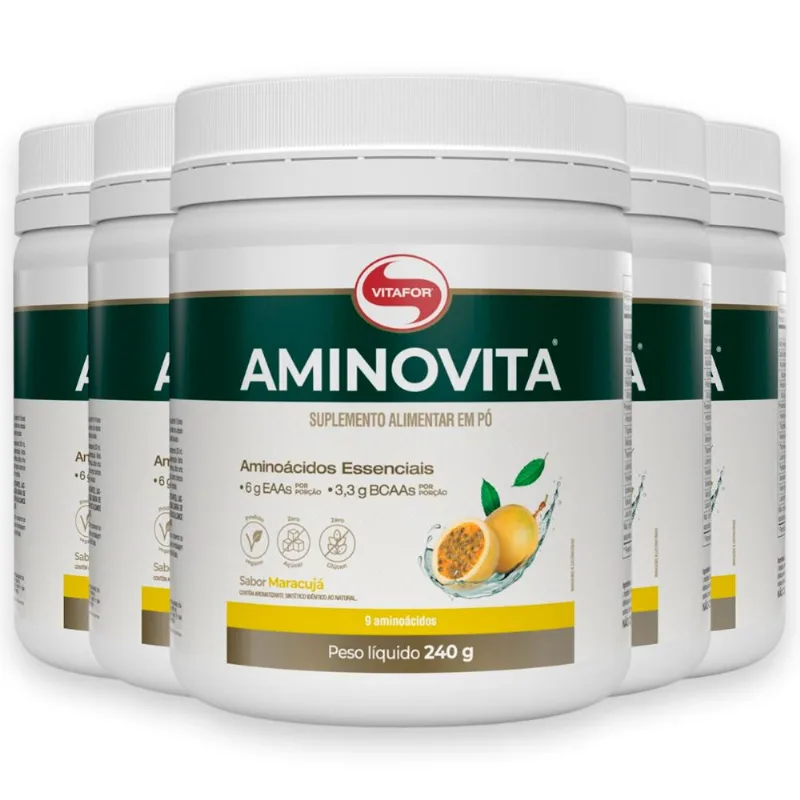 Kit 5 Aminovita Vitafor Vegano 240g Maracujá