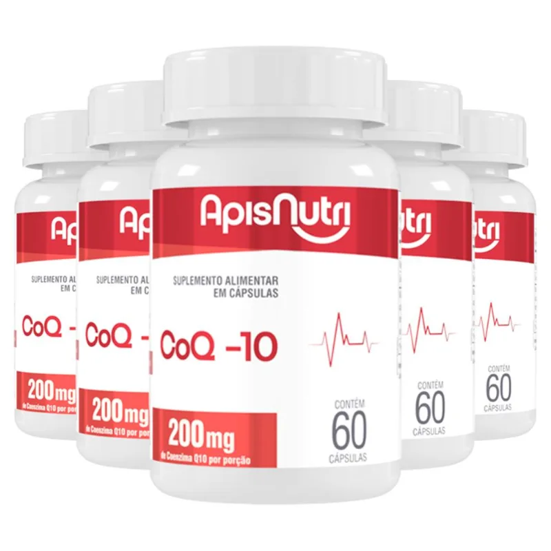Kit 5 Coenzima Q10 Apisnutri 60 Cápsulas