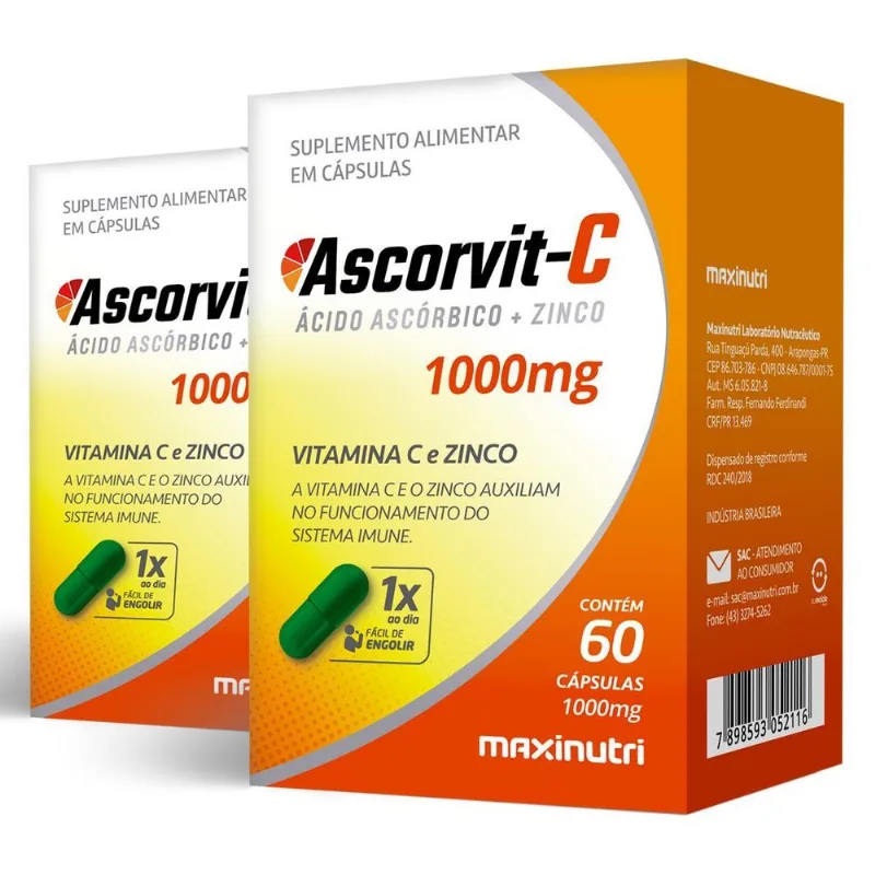 Kit 2 Ascorvit-c Maxinutri 60 Cápsulas