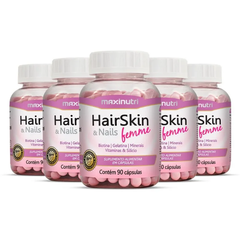 Kit 5 Hairskin Nails Femme Maxinutri 90 Cápsulas
