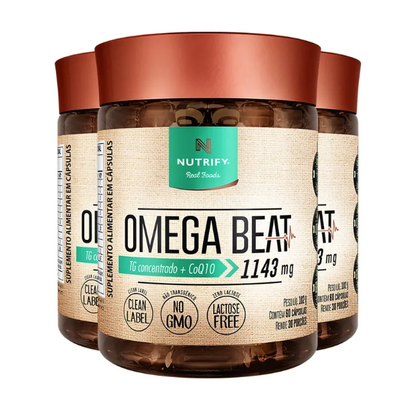 Kit 3 Ômega Beat Nutrify 60 Cápsulas