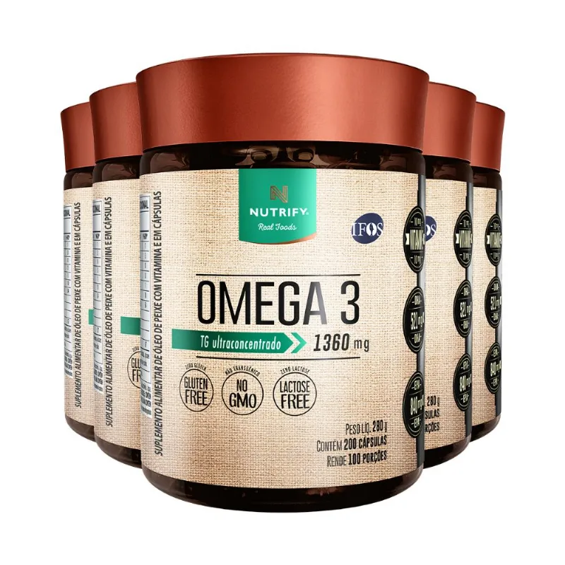 Kit 5 Ômega 3 Nutrify 200 Cápsulas
