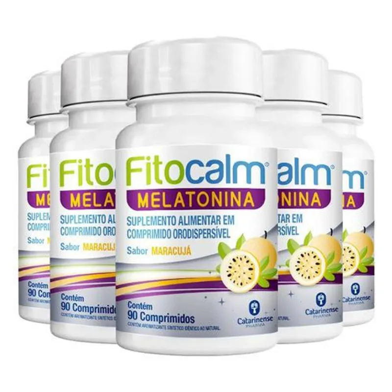 Kit 5 Fitocalm Melatonina Catarinense Maracujá 90 capsulas
