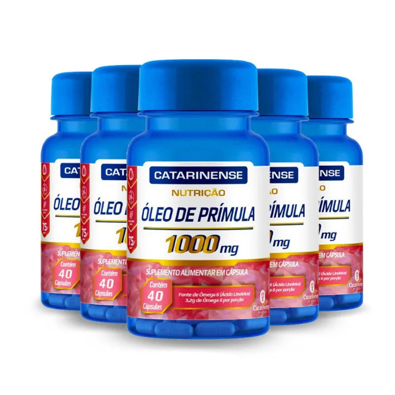Kit 5 Óleo de Prímula 1000mg - Catarinense 40 Cápsulas