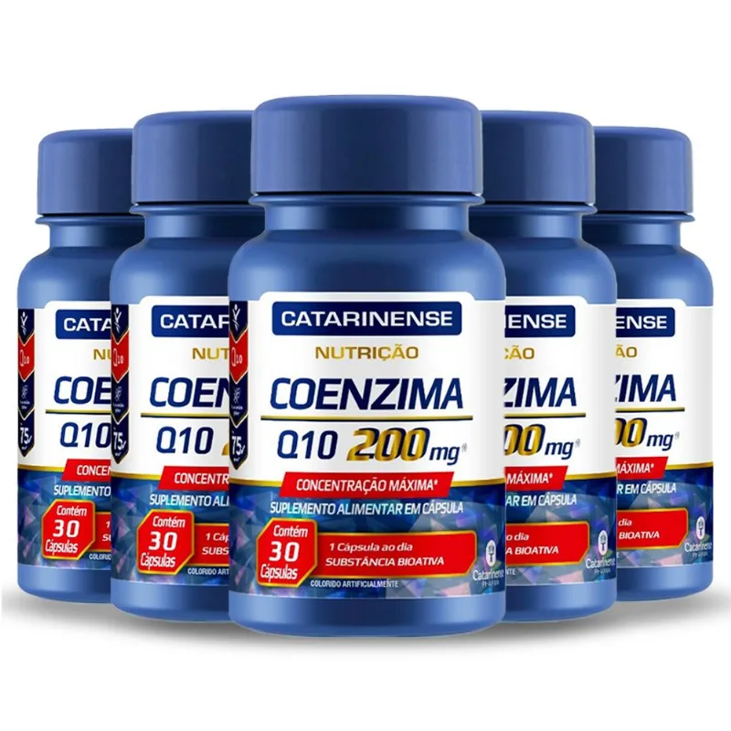 Kit 5 Coenzima Q10 200mg Catarinense 30 cápsulas