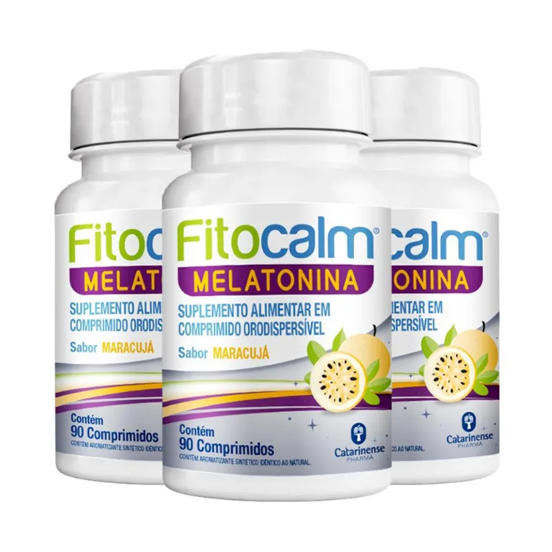 Kit 3 Fitocalm Melatonina Catarinense Maracujá 90 capsulas