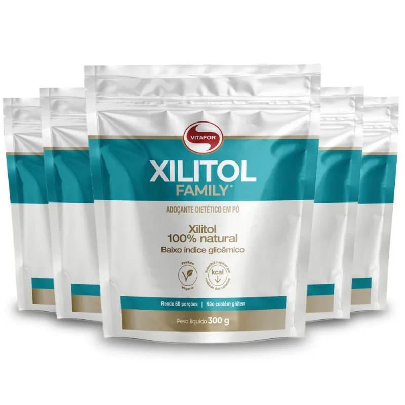 Kit 5 Xilitol Family Vitafor 300g - Vitafor - Adoçante