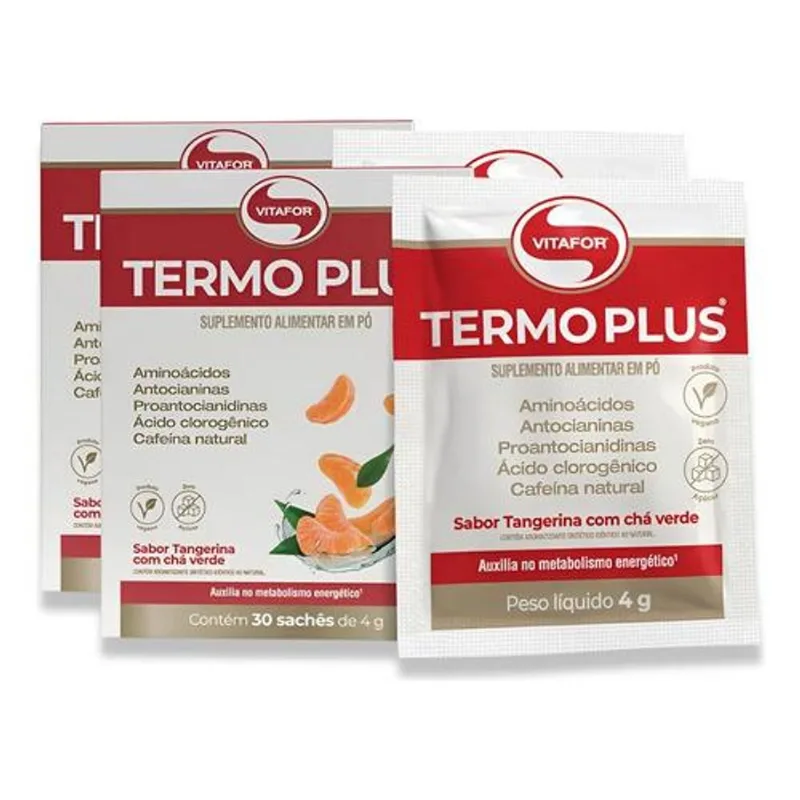 Kit 2 Termo Plus Vitafor Tangerina com Chá Verde 30 Sachês