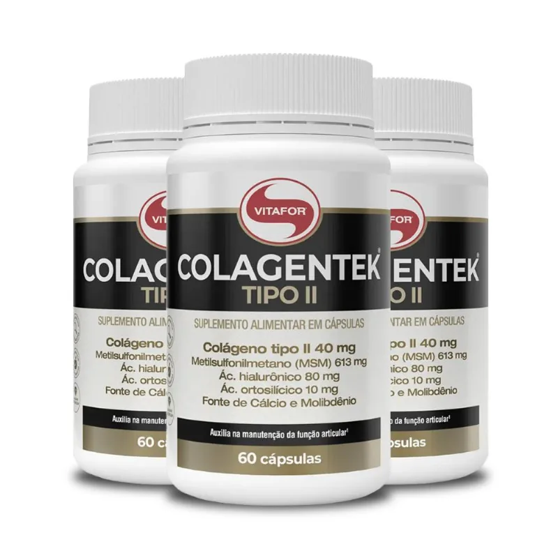 Kit 3 Colagentek Vitafor Tipo II 60 Cápsulas