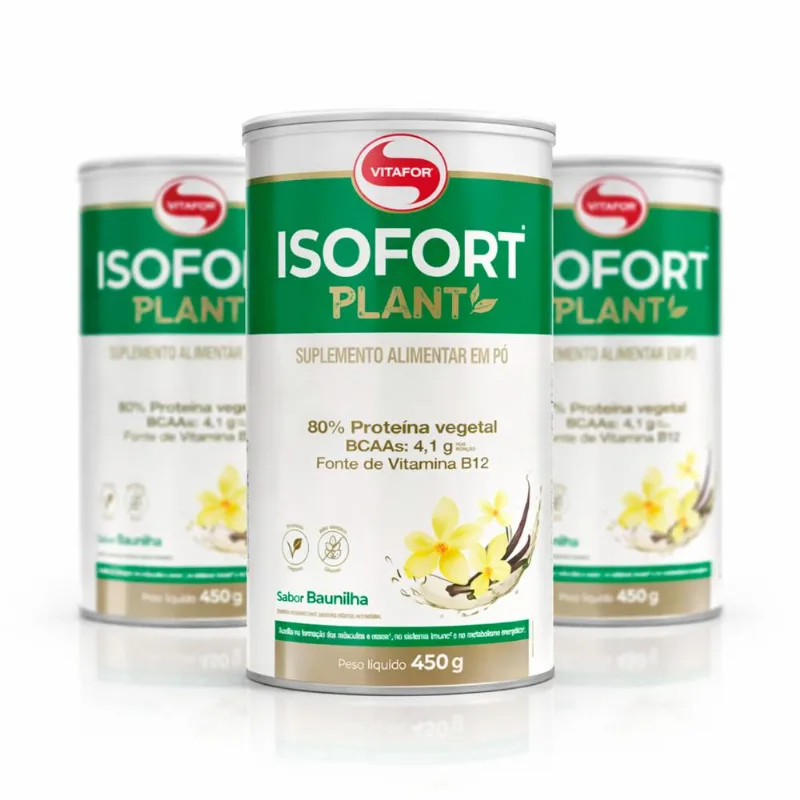 Kit 3 Isofort Plant Vitafor 450g Baunilha