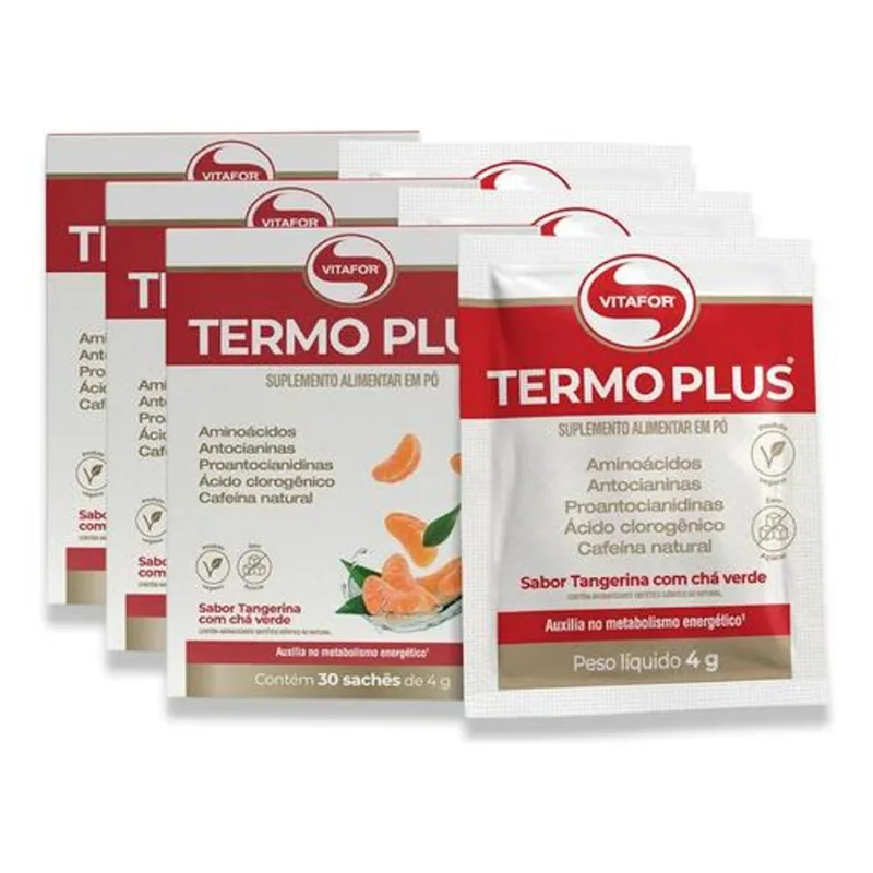 Kit 3 Termo Plus Vitafor Tangerina com Chá Verde 30 Sachês