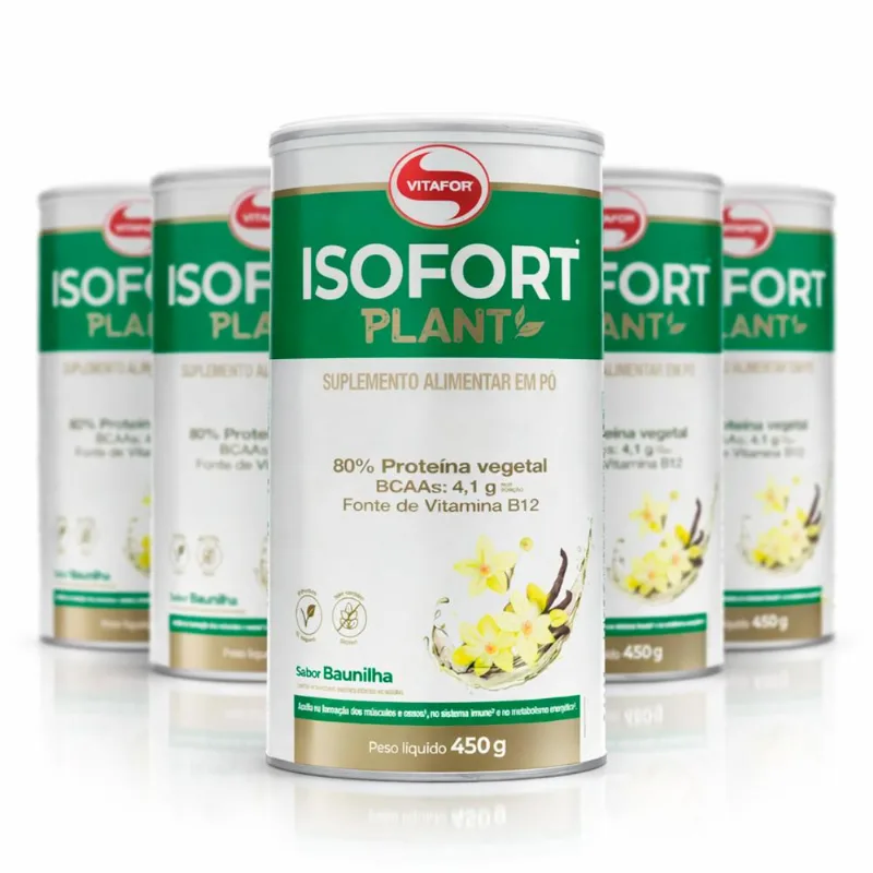 Kit 5 Isofort Plant Vitafor 450g Baunilha