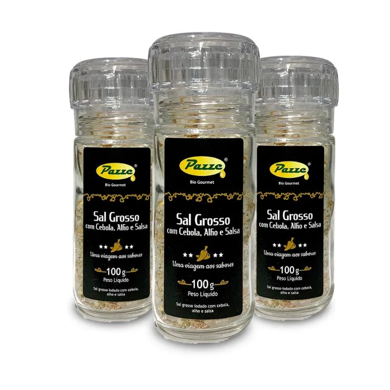 Kit 3 Sal Com Cebola, Alho E Salsa Pazze 100G