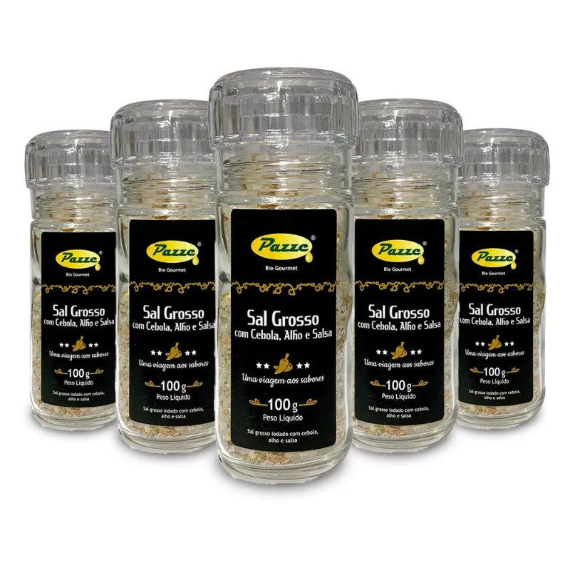 Kit 5 Sal Com Cebola, Alho E Salsa Pazze 100G