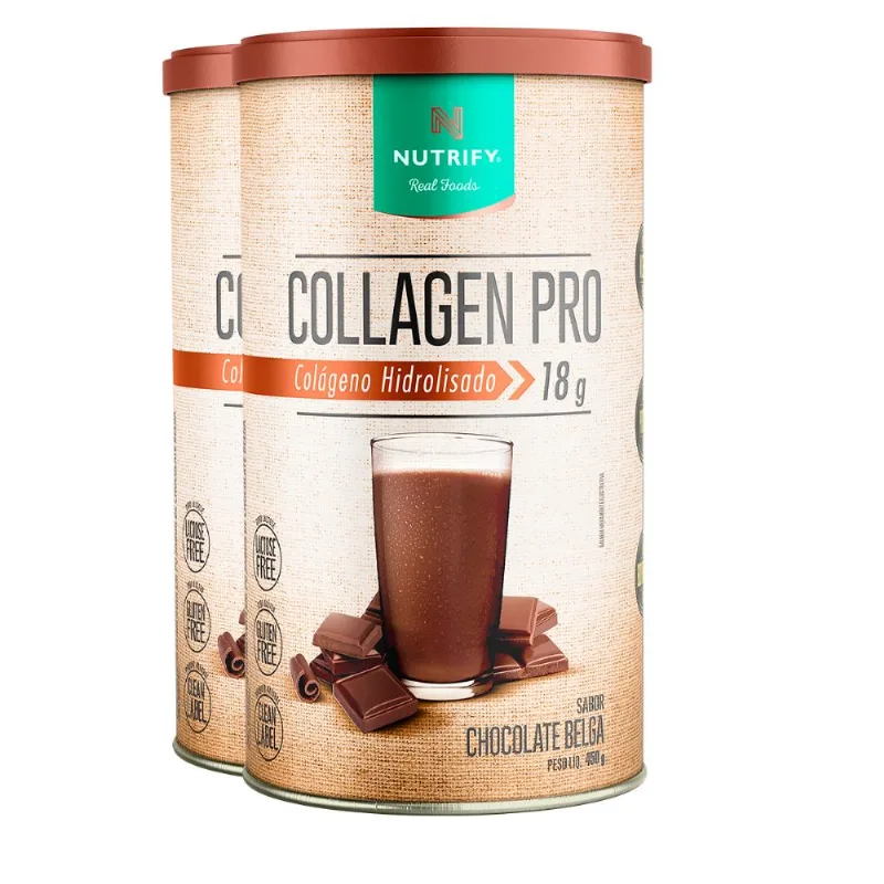 Kit 2 Collagen Pro Nutrify Chocolate Belga 450g