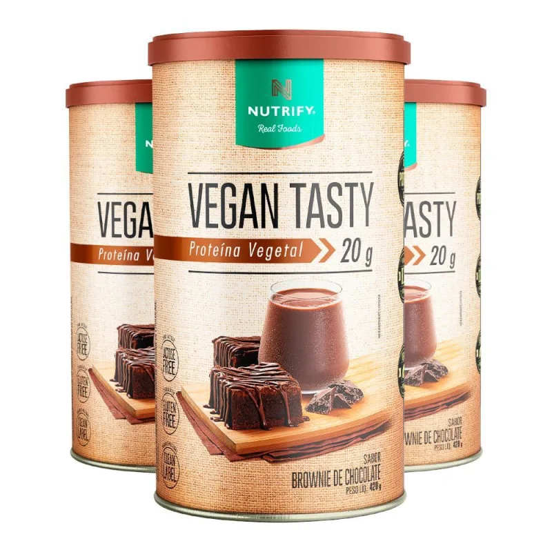 Kit 3 Vegan Tasty Brownie De Chocolate Nutrify 420G - Nutrify - Suplementos E Vitaminas