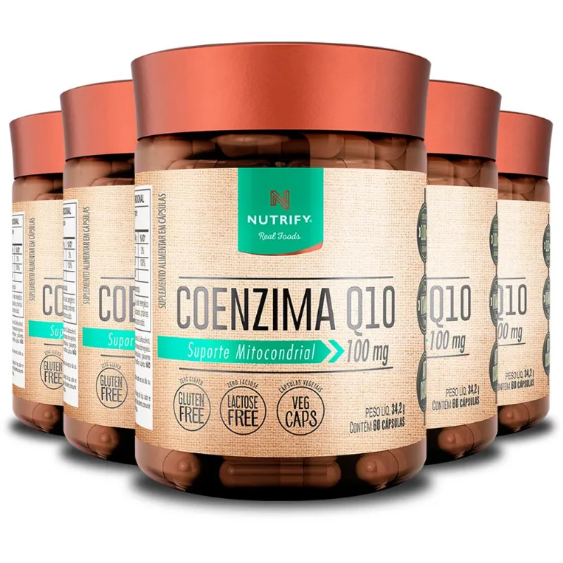 Kit 5 Coenzima Q10 + Vitamina E Nutrify 60 Cápsulas