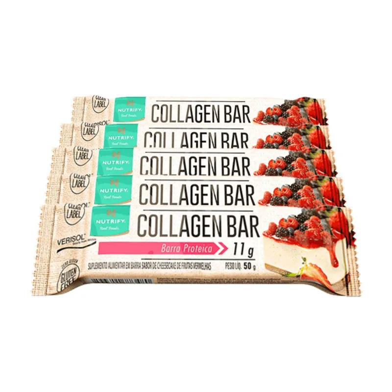 Kit 5 Collagen Nutrify Barra De Proteína Cheesecake Und 50g - Não Informado - Mercearia