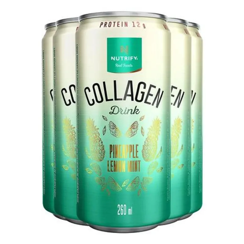 Kit 5 Collagen Drink Abacaxi com Hortelã e Limão Nutrify 260ml Kit 5 Collagen Drink Abacaxi Hortelã e Limão Nutrify 260ml